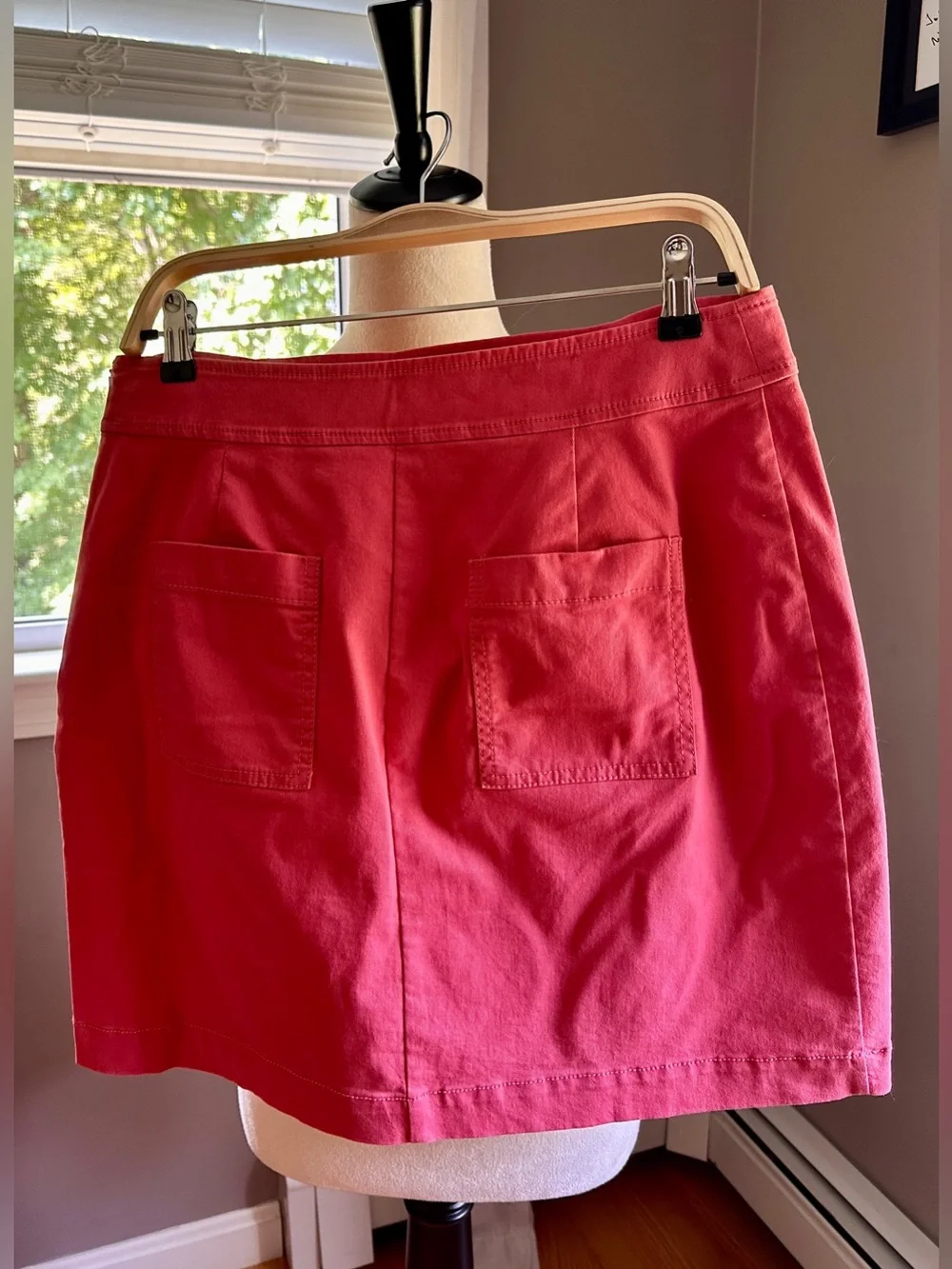LOFT Coral Double-Button A-Line Skirt